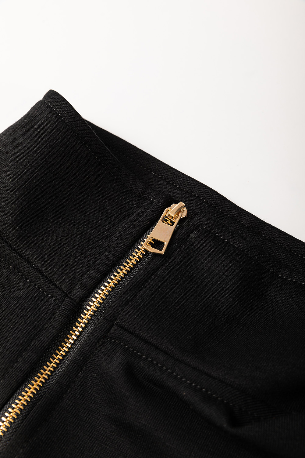 Black Zipper Flutter Sleeve Drawstring Elastic Waistband Jumpsuit
