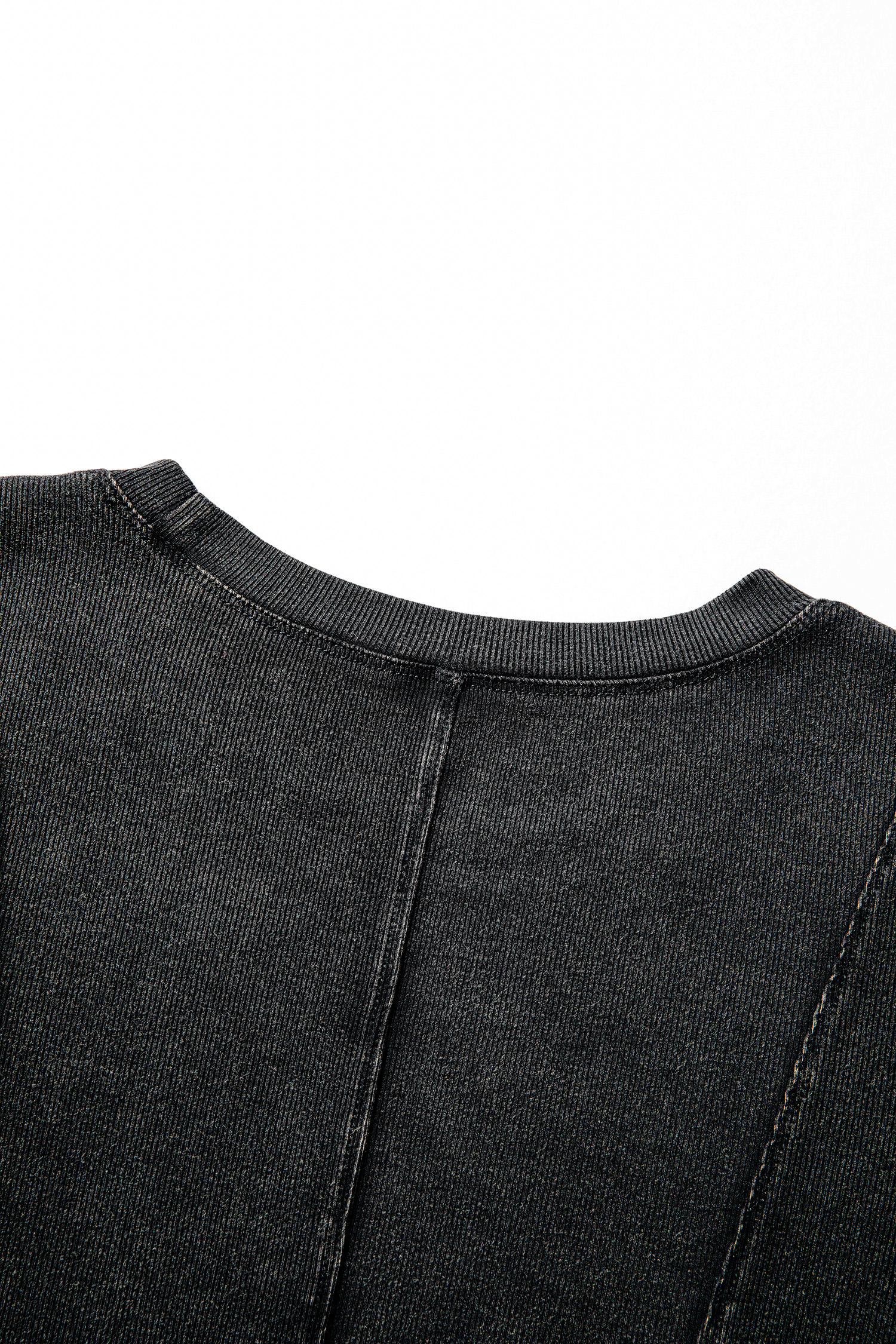 Burgundy Exposed Seam Ribbed Long Sleeve Top