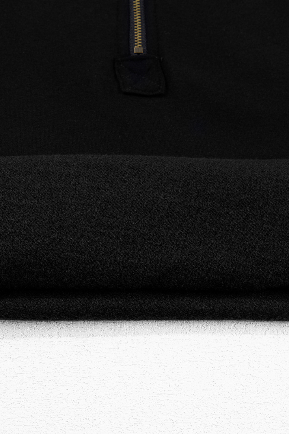 Bonbon Fleece Lined Half Zipper Kangaroo Pockets Loose Hoodie