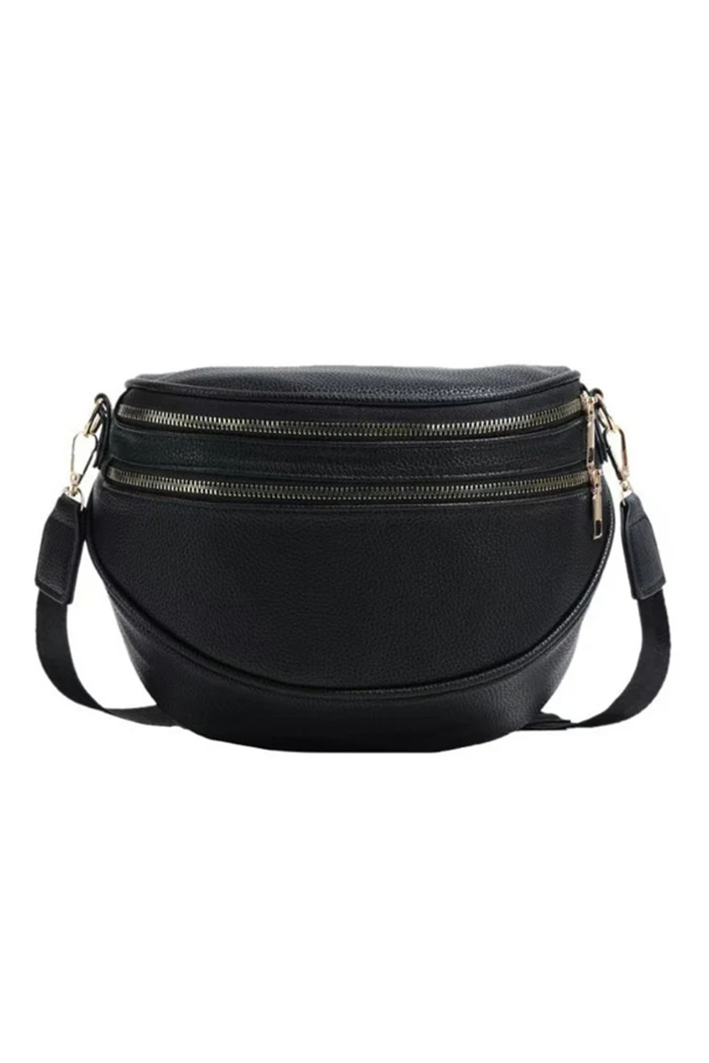 Cinnamon Double Zip Faux Leather Crossbody Bag
