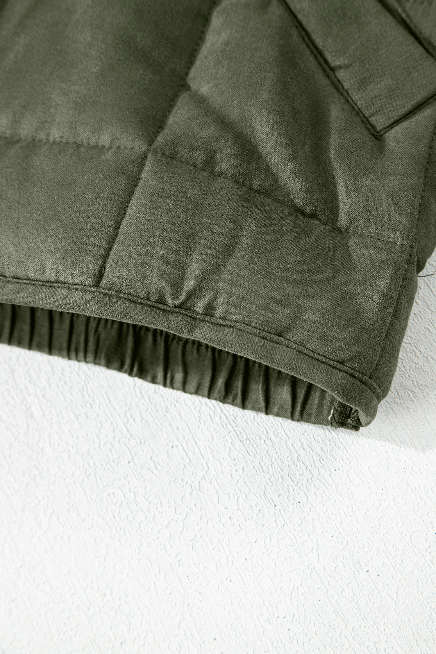 Khaki Zip-Up Pocket Quilted Jacket