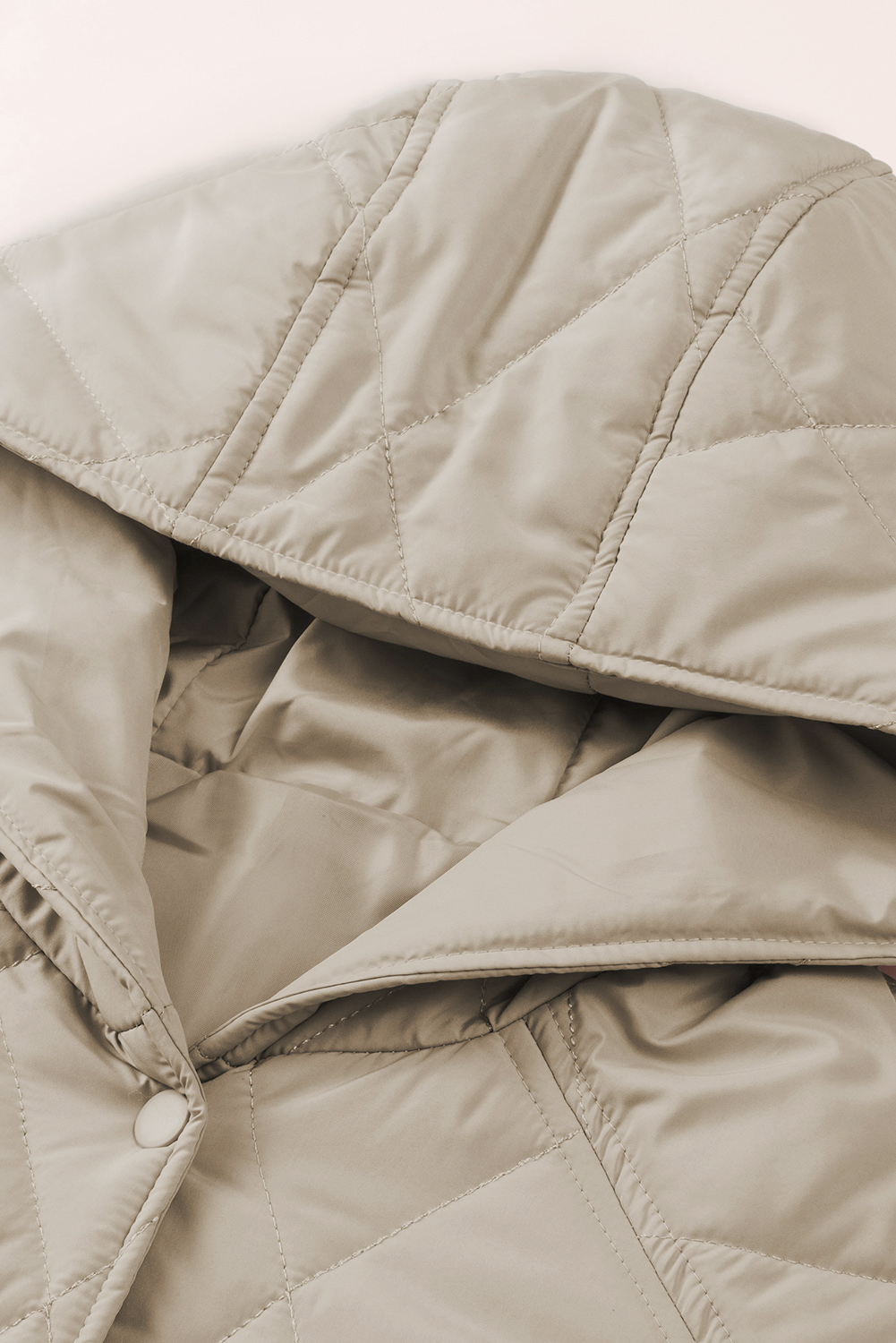 Green Quilted Snap Button Hooded Puffer Coat