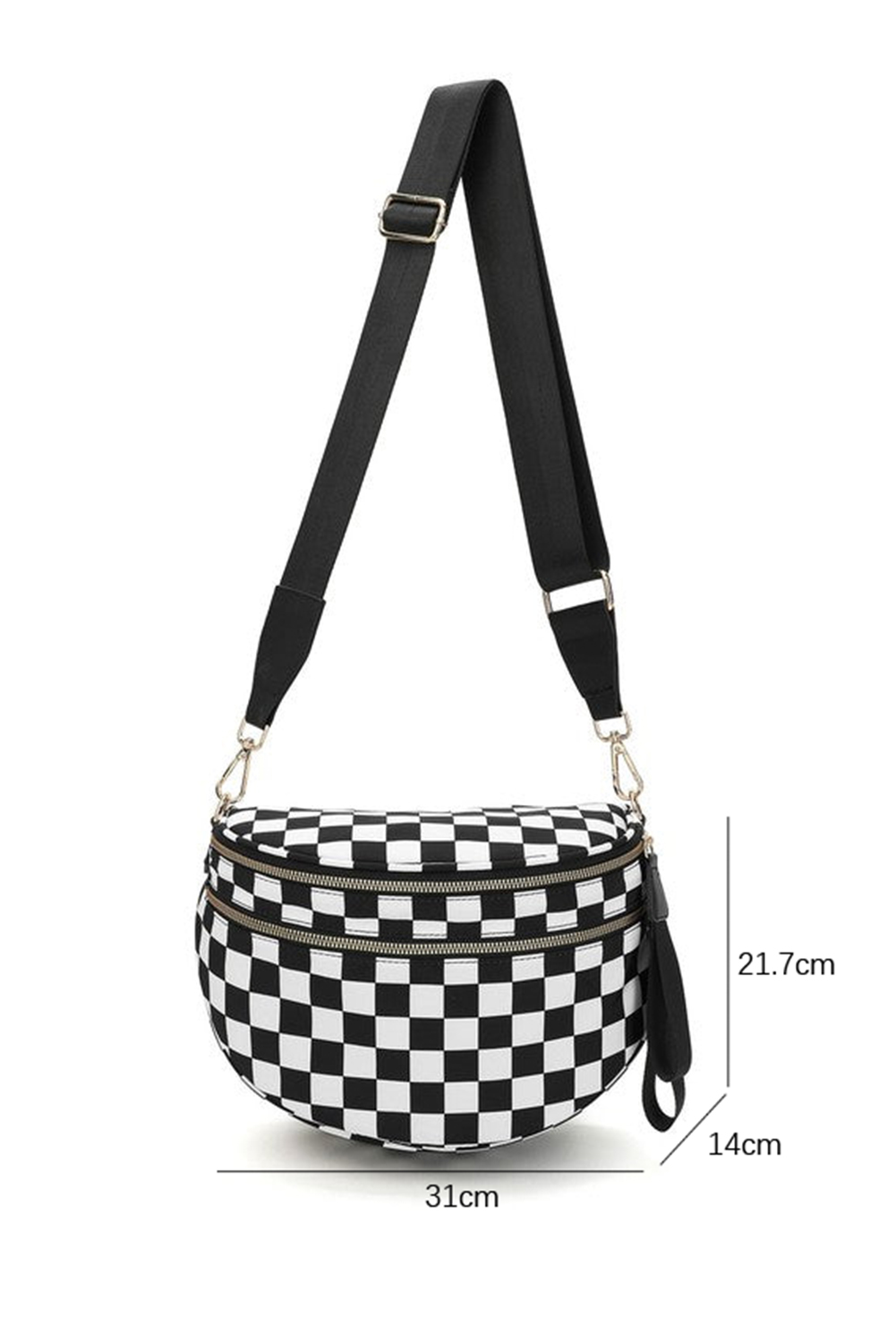 Jungle Green Double Zip Crescent Shape Adjustable Sling Bag