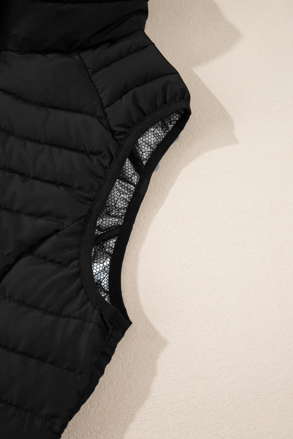 Silvery Plush Collared Quilted Zipped Puffer Vest