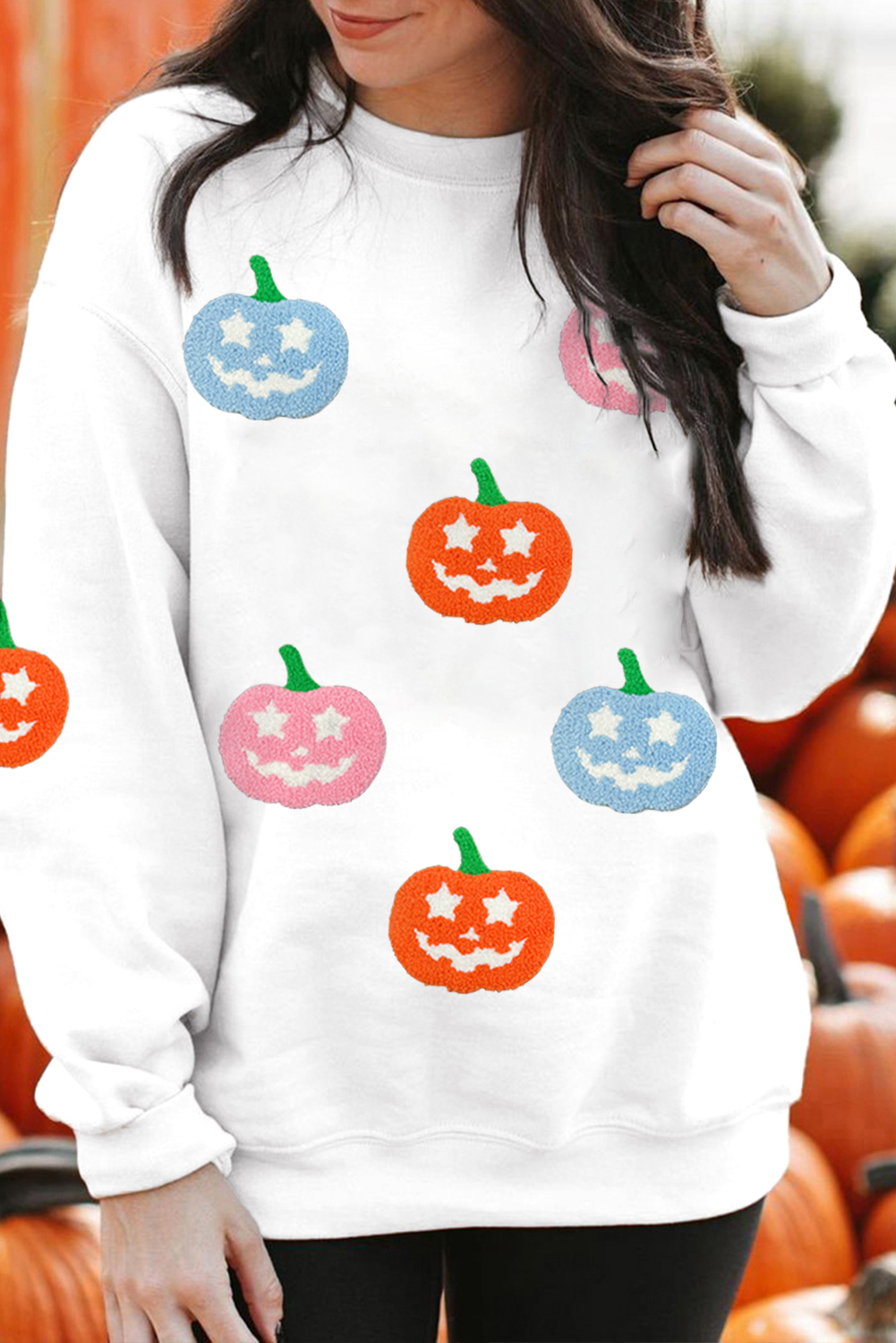 White Cute Halloween Jack-o-lantern Holiday Sweatshirt