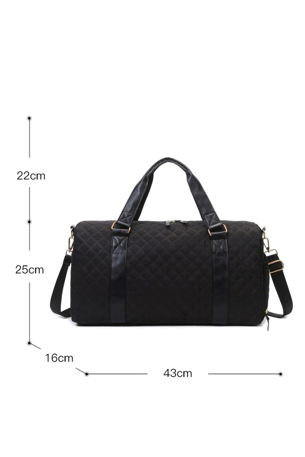 Black Rhombus Textured Waterproof Travel Duffel Bag