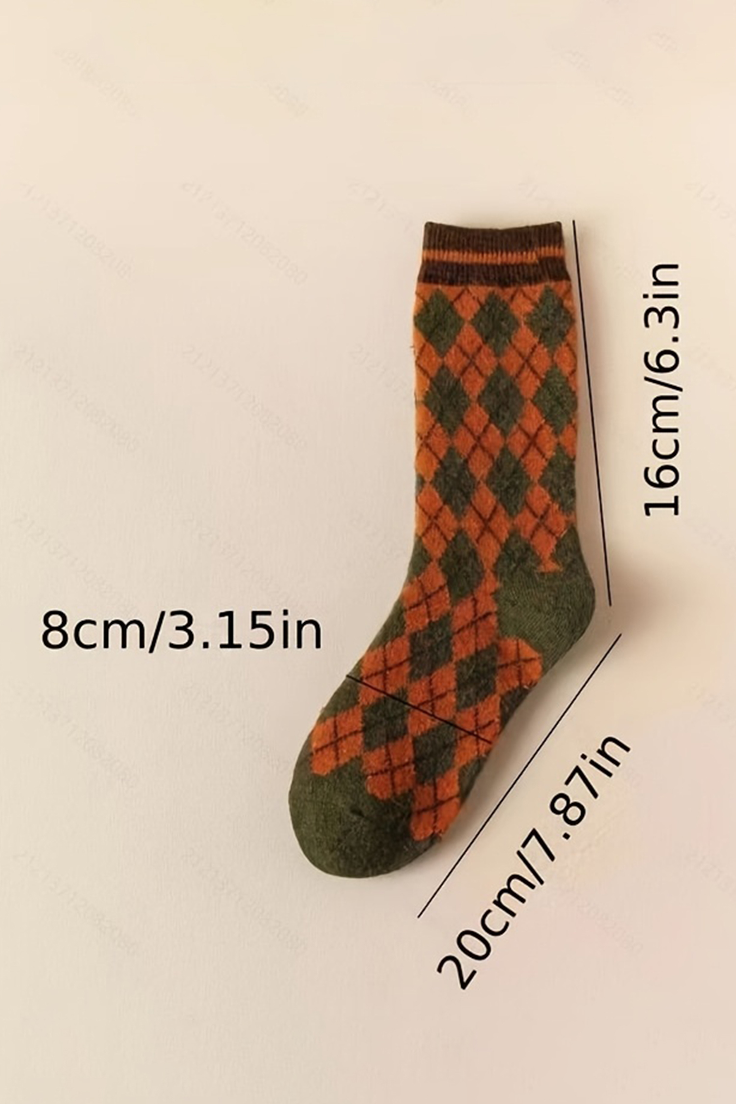 Guacamole Green 5 Pairs Retro Geometric Pattern Combed Cotton Socks Set