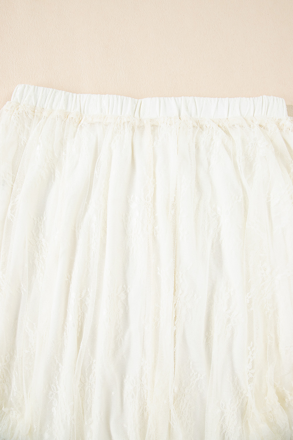 Apricot Lace Cascading Tiered High Waist Maxi Skirt