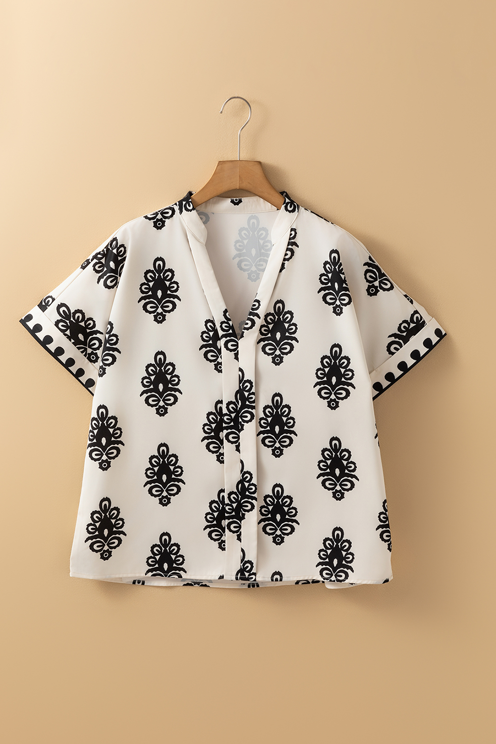Beige Geometric Printed Sleeveless Hollowed Bowknot Back Mini Dress