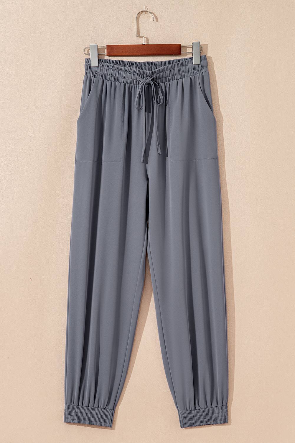 Black Drawstring Elastic Waistband Pocketed Cropped Jogger Pants