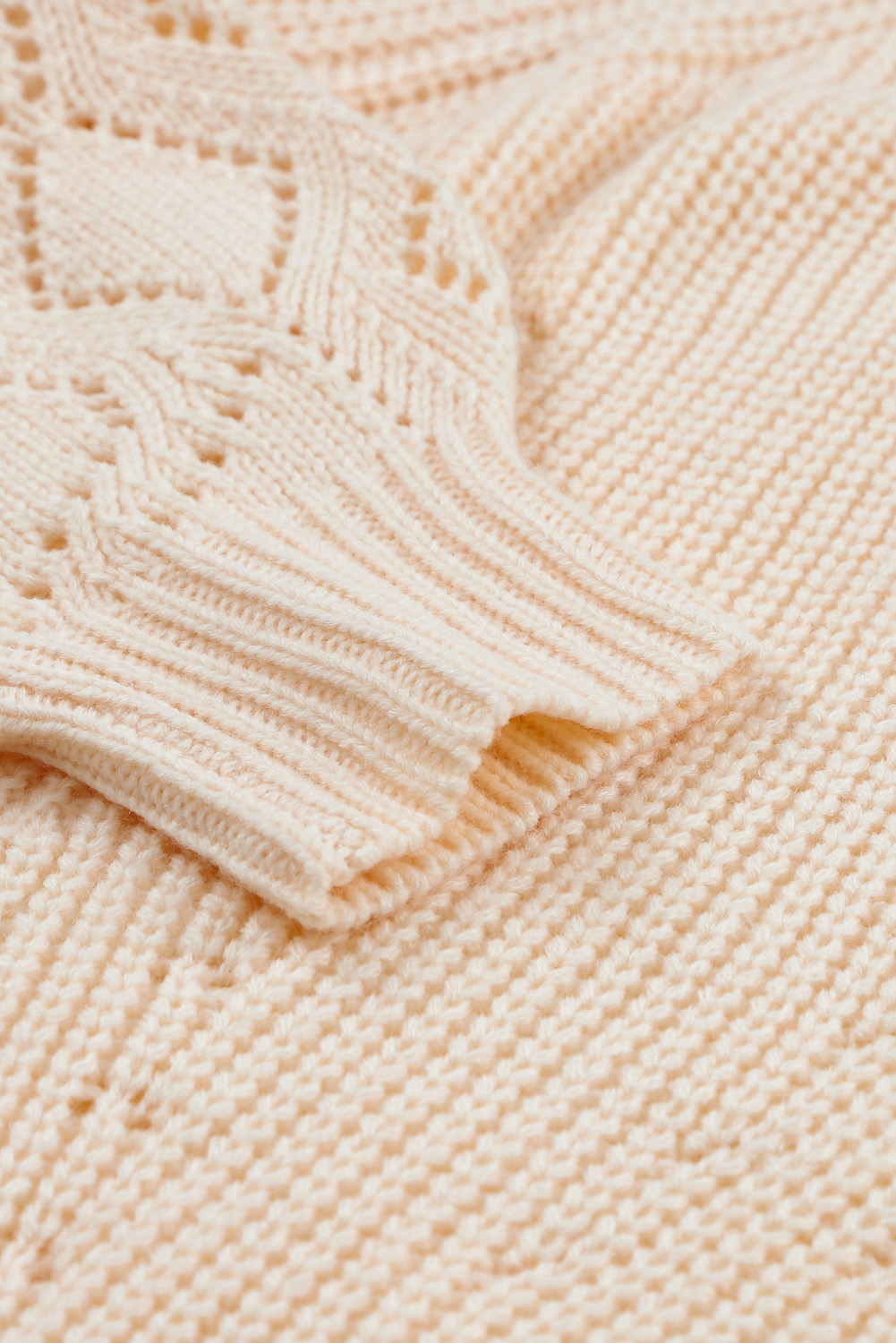 Black Hollow-out Puffy Sleeve Knit Sweater