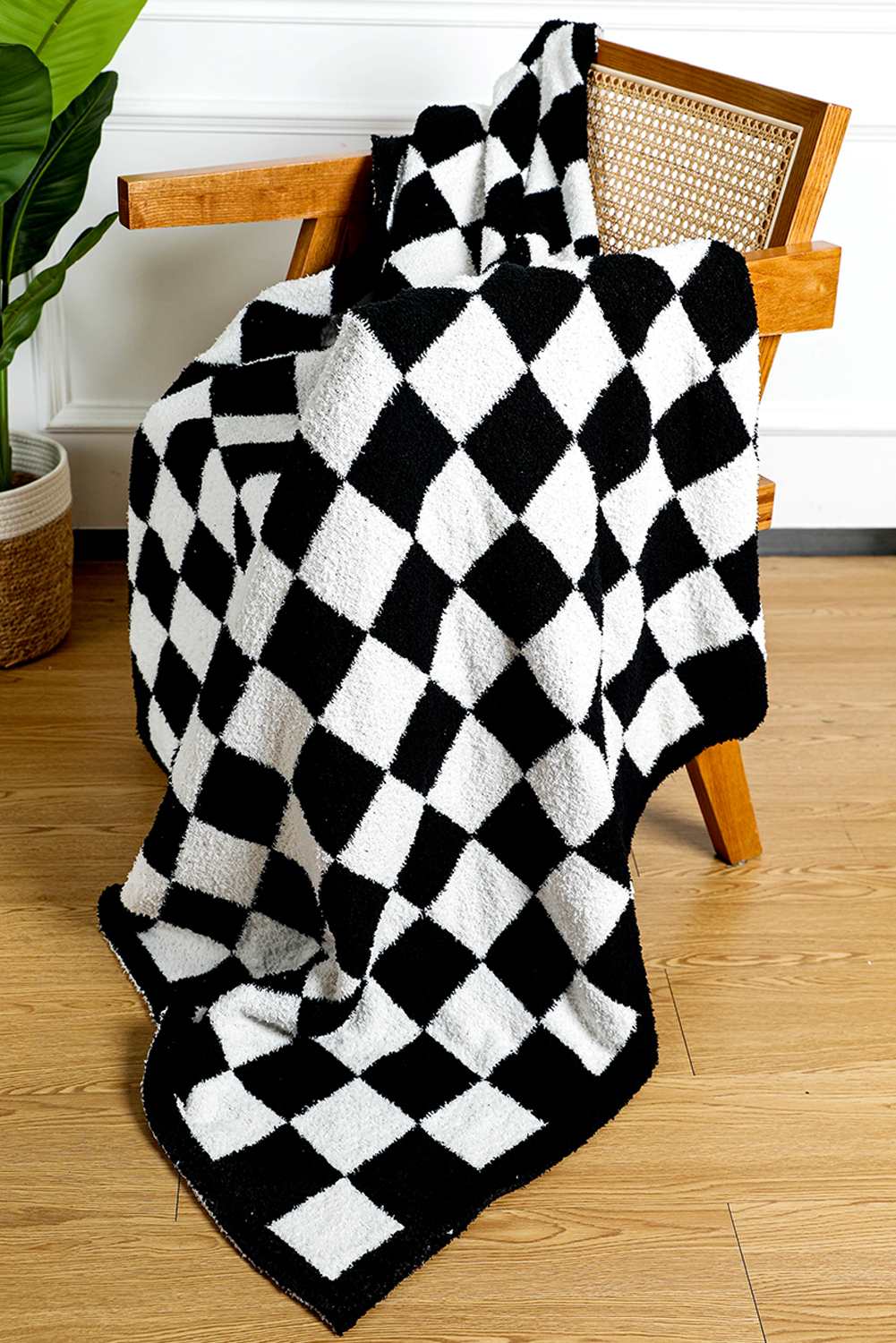 Fiery Red Plush Checkered Print Sofa Blanket 127*152cm