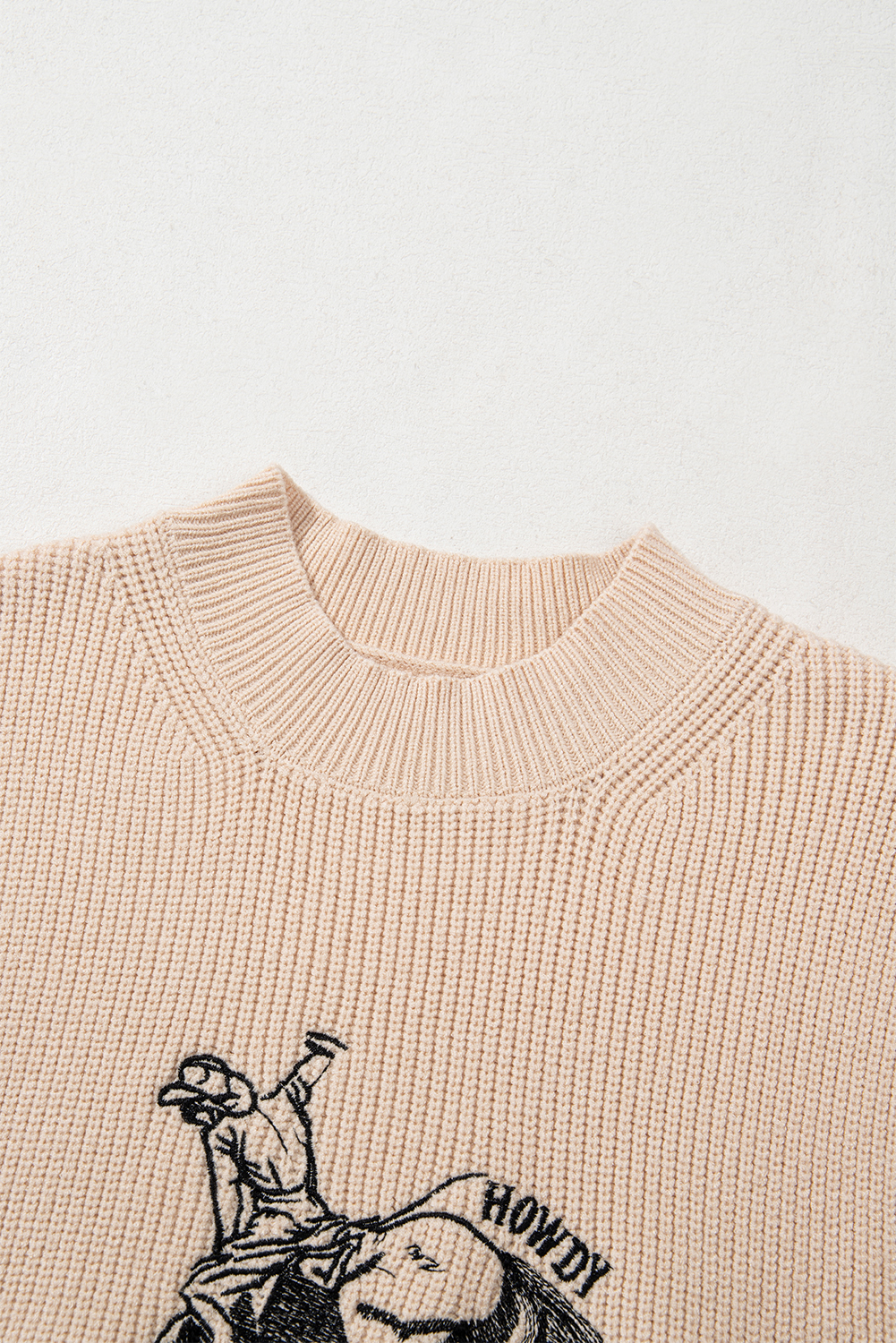 Black Western Cowboy Embroidery Round Neck Sleeveless Sweater