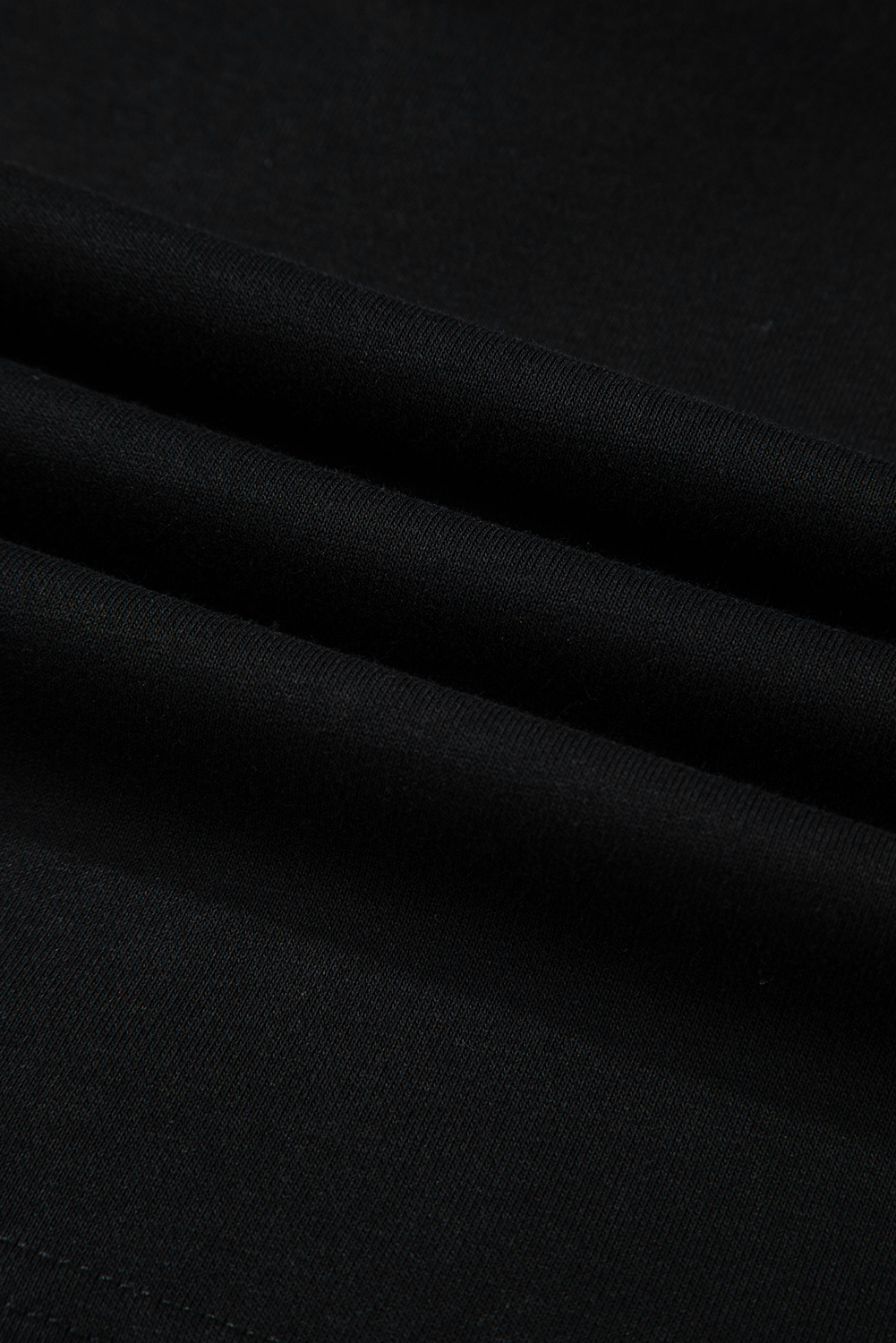 Black Solid Drop Shoulder Drawstring Cropped Hoodie