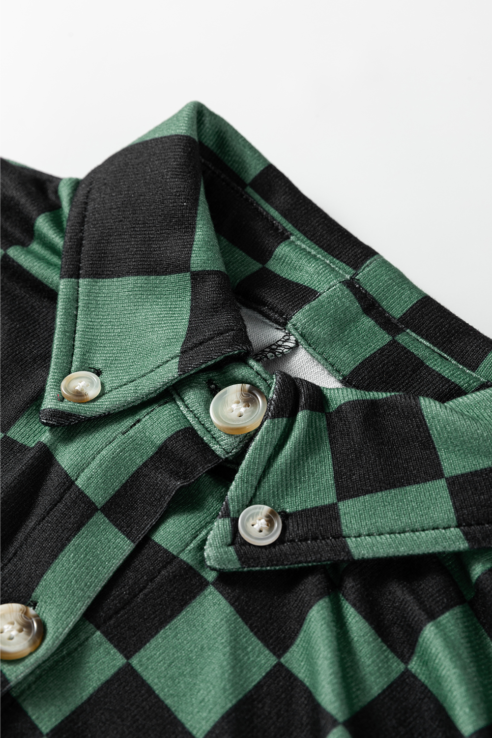 Khaki Checkerboard Flap Pocket Button Front Shacket