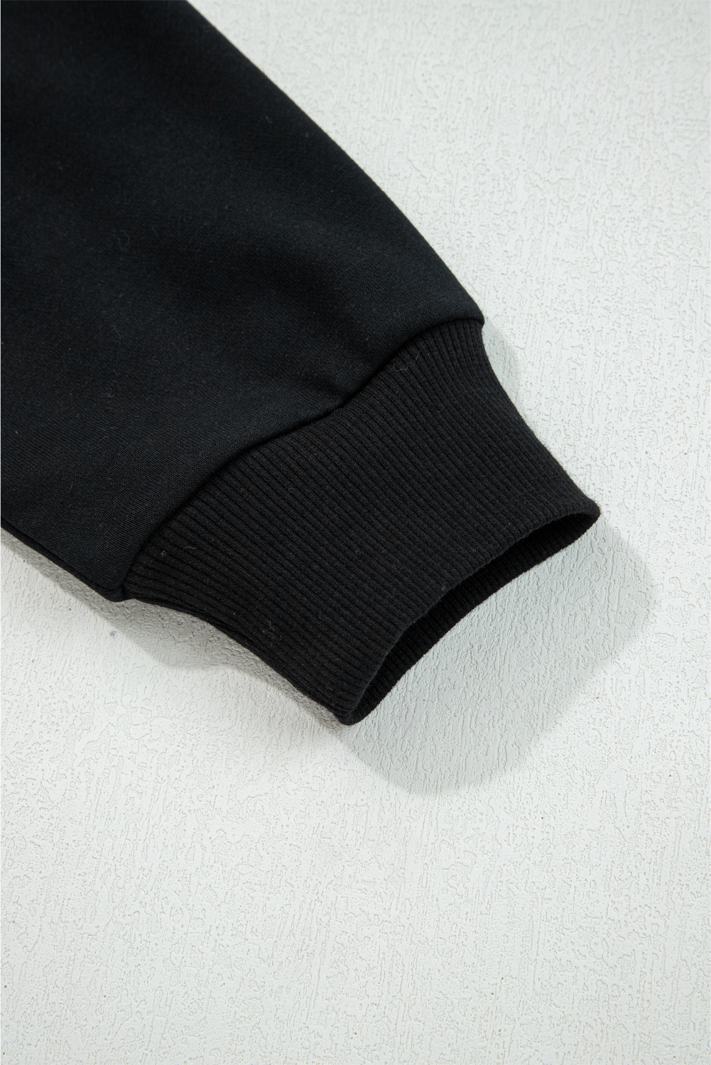 Black Varsity Baseball Bow Graphic Striped Sleeve Baggy Sweatshirt