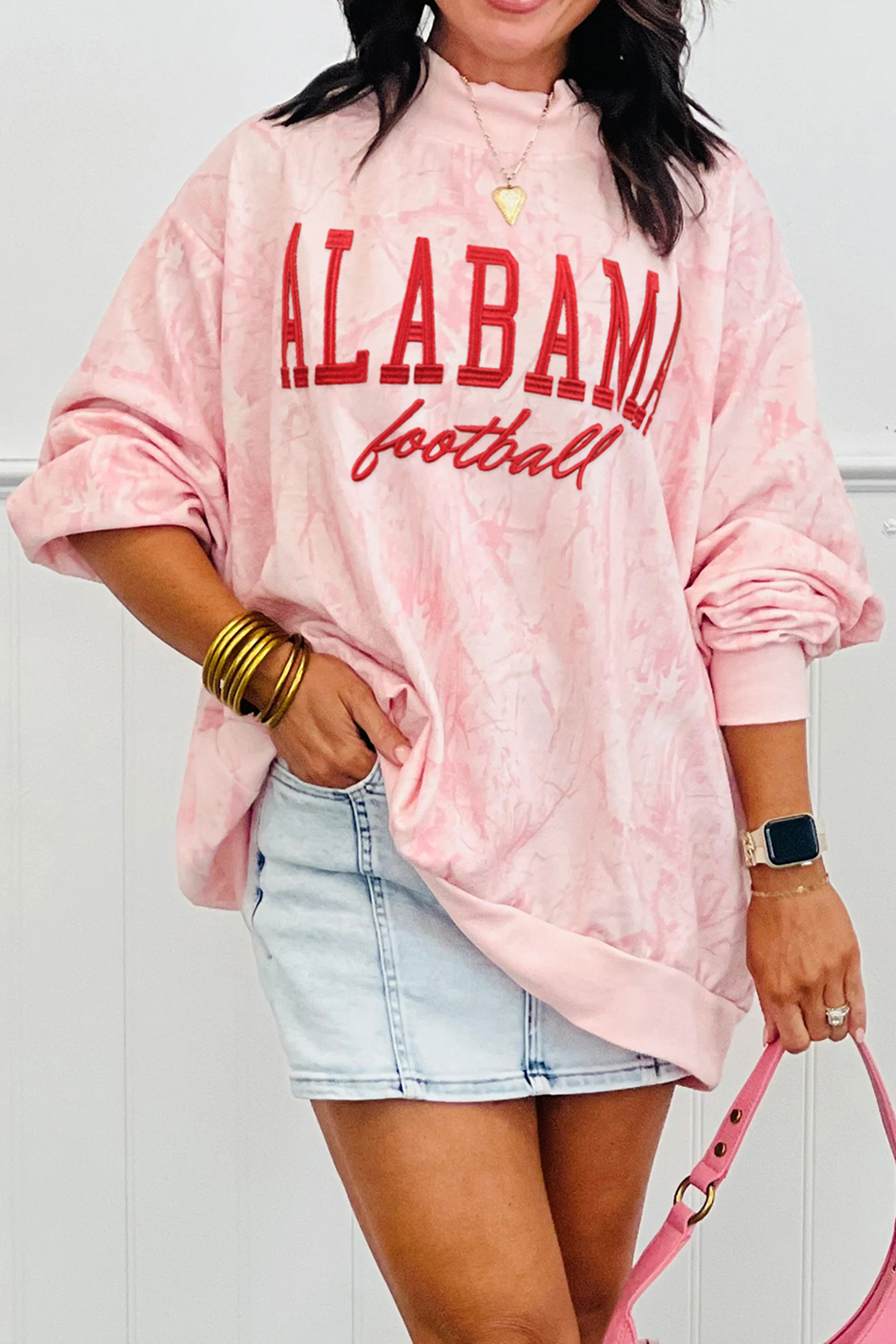 Khaki TEXAS Embroidered Camo Mock Neck Sweatshirt