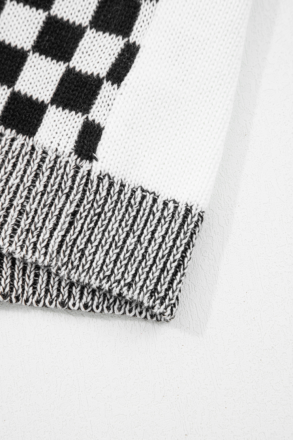 Black Checkered Open Front Drop Shoulder Cardigan