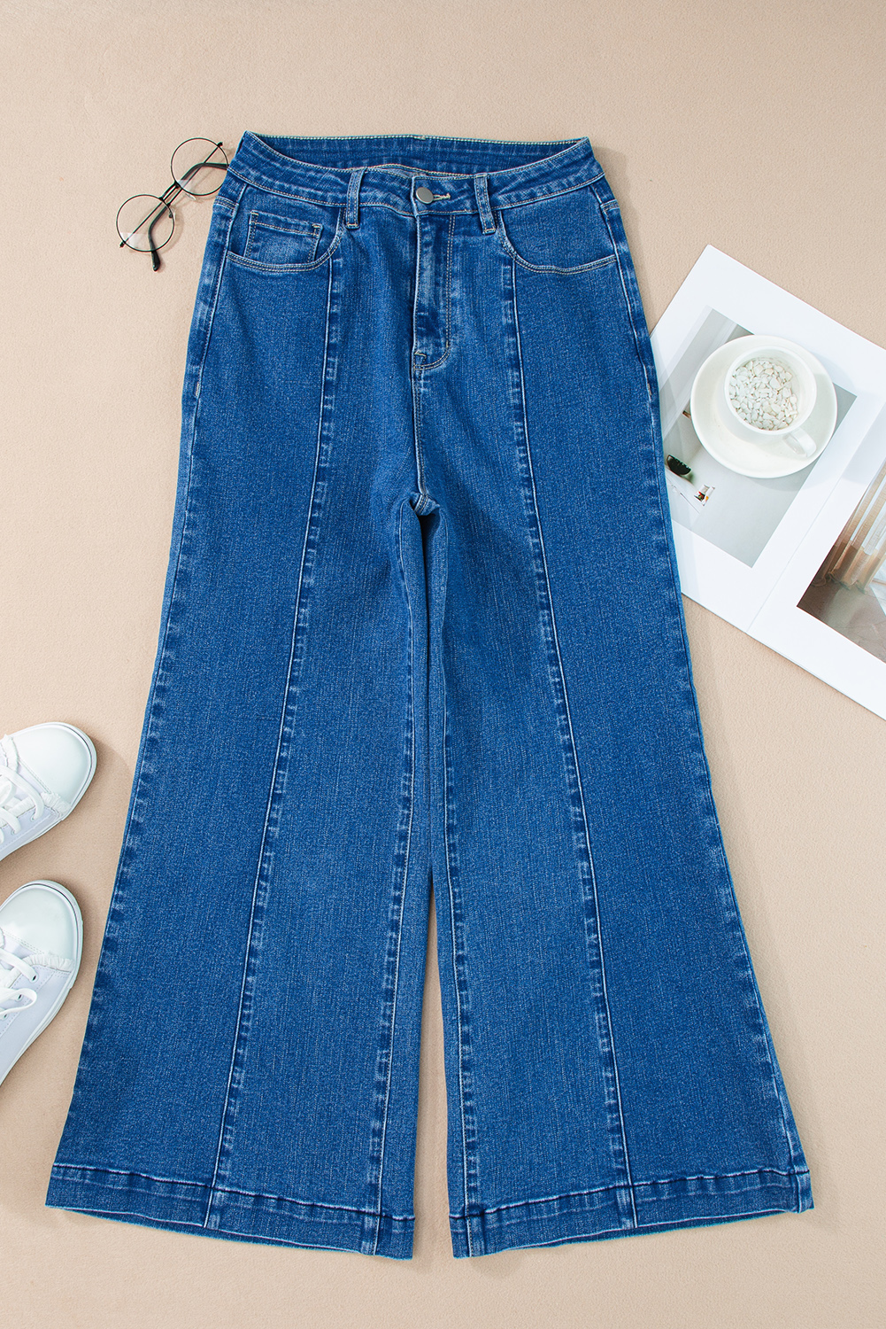 Black Plain Seam Detail Flared Bottom Ankle Length Jeans
