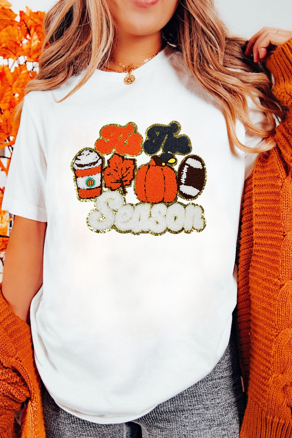 White Tis The Season Pumpkin Spice Latte Lover Graphic Crewneck T Shirt