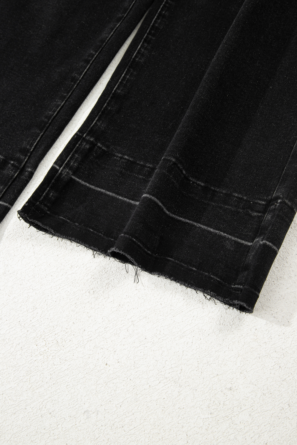 Gray Raw Hem Straight Leg Loose High Waist Jeans