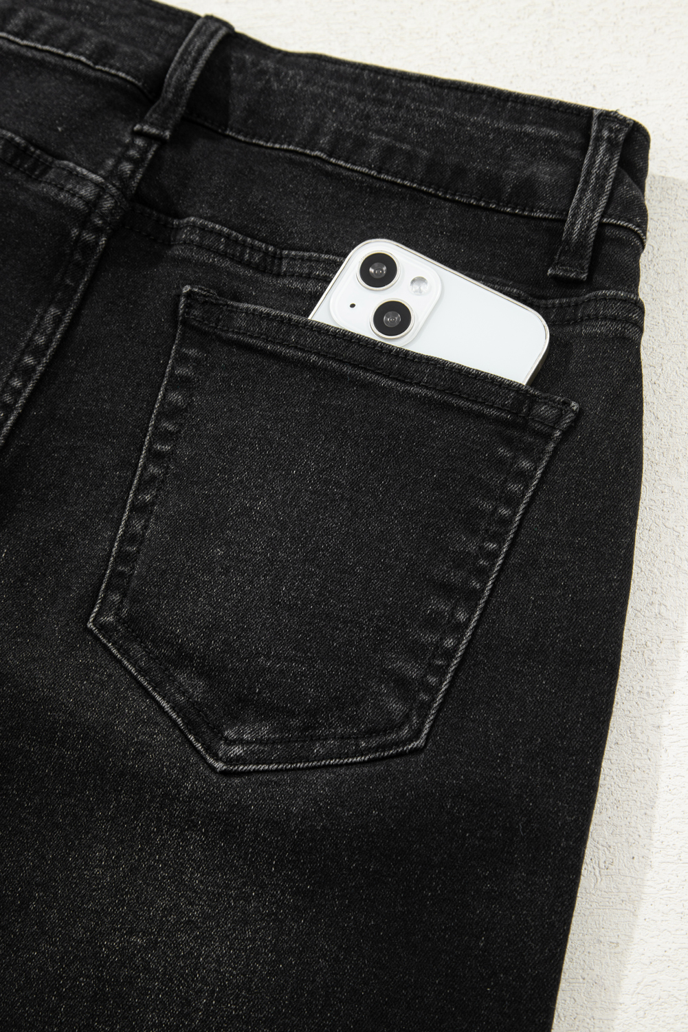 Gray Raw Hem Straight Leg Loose High Waist Jeans