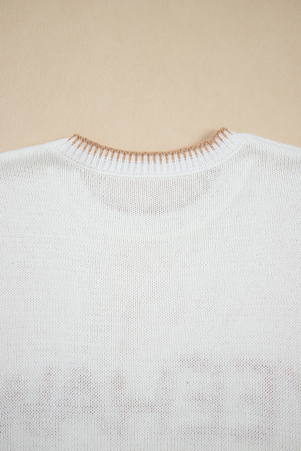 White Knitted YEEHAW Stitch Edge Crew Neck Sweater T Shirt