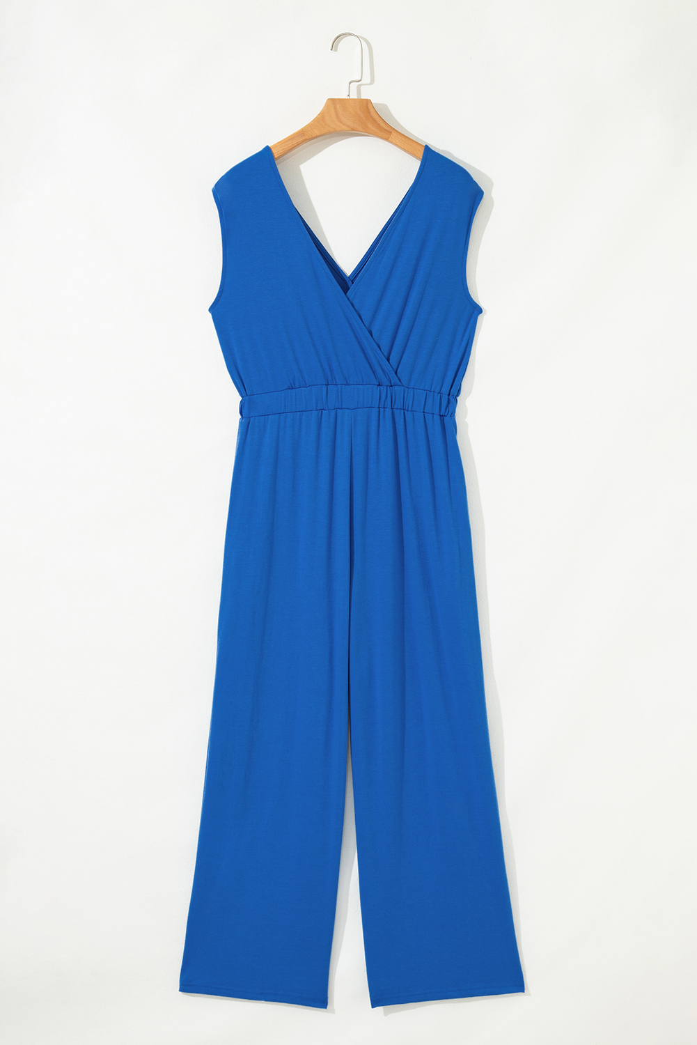 Black Deep V Pleated Crisscross Wide Leg Backless Jumpsuit