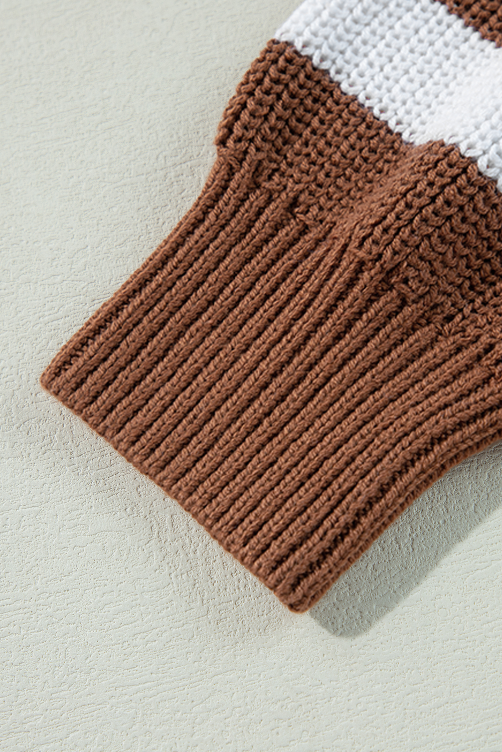 Gray Stripe Geometric Textured Drop Shoulder Sweater