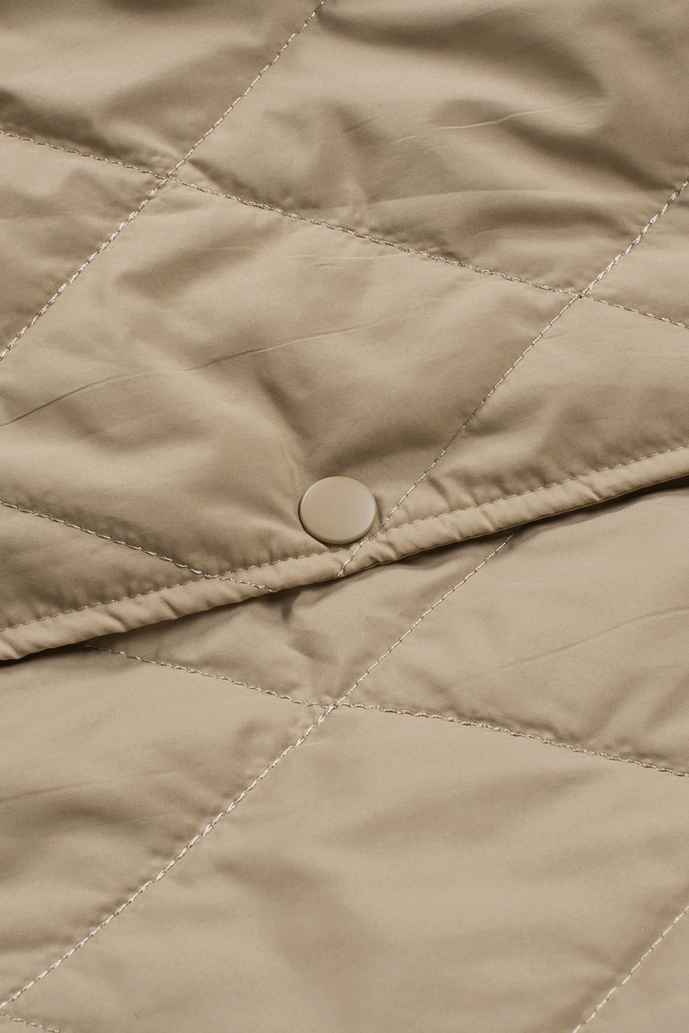 Green Quilted Snap Button Hooded Puffer Coat