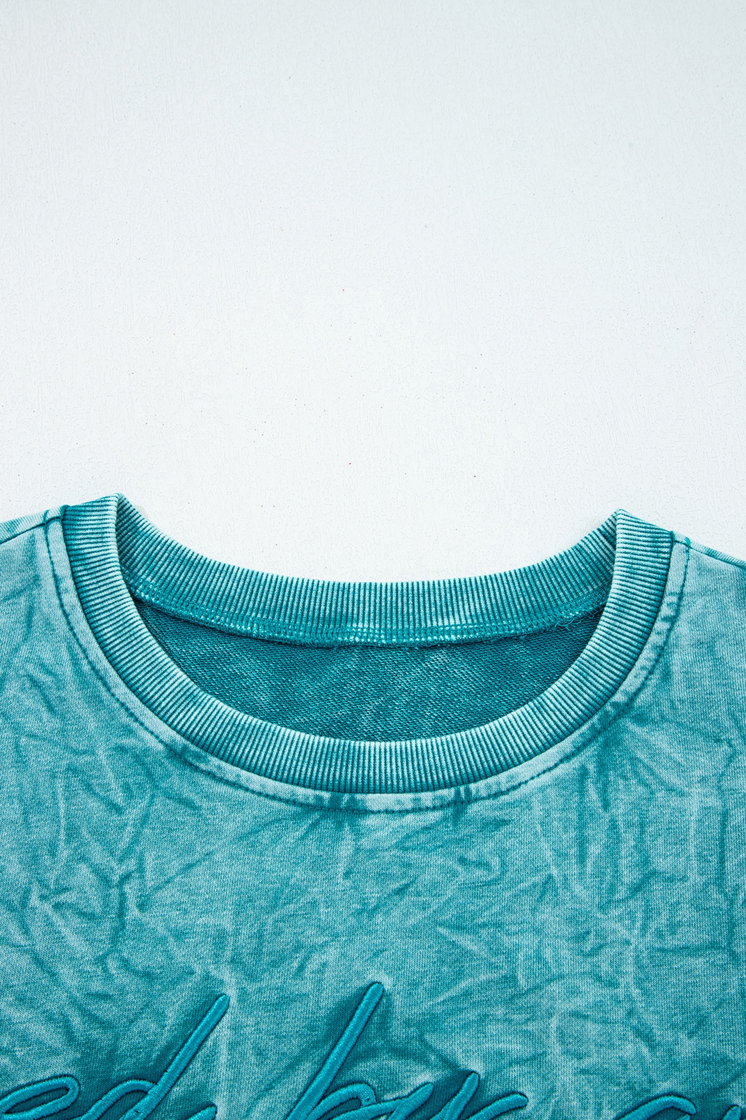 DUNE saved by grace Letter Embroidery Mineral Wash Loose Sweatshirt