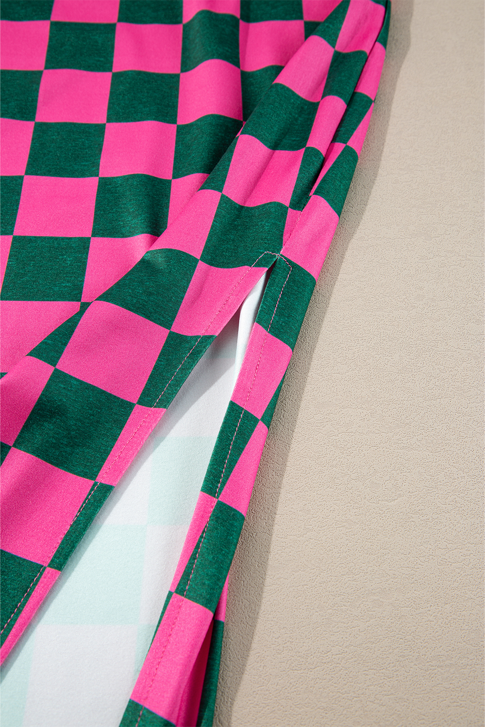 Black 2-Tone Checked Print High Waist Wide Leg Pants