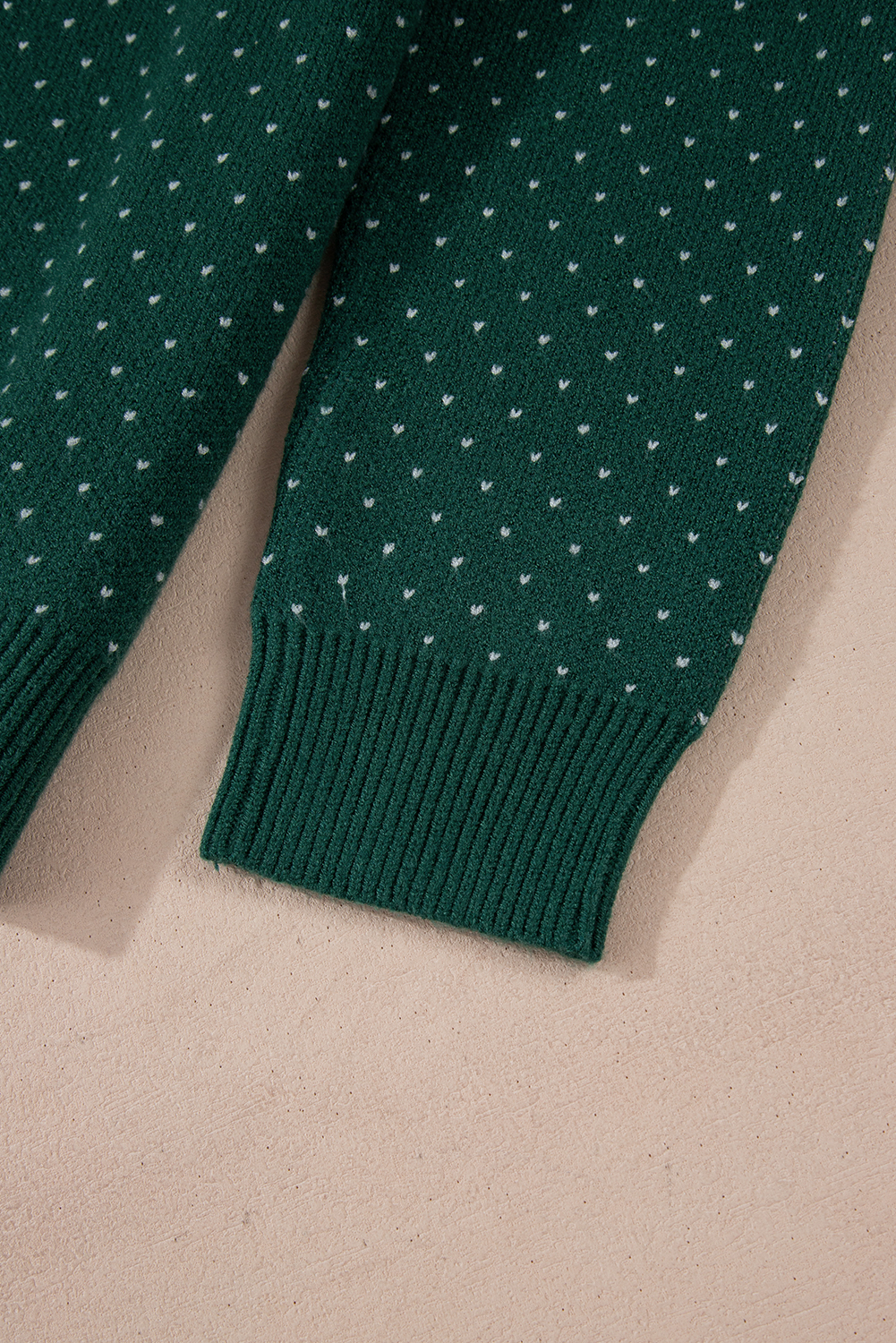 Green Christmas Snowflake Dotted Print Round Neck Sweater