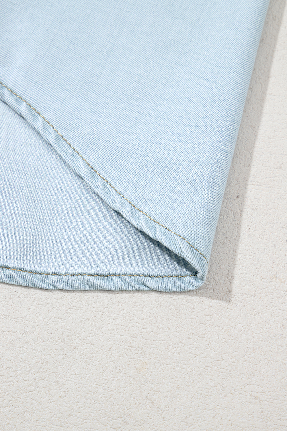 Beau Blue Mineral Wash Frilled Button Up Denim Shirt