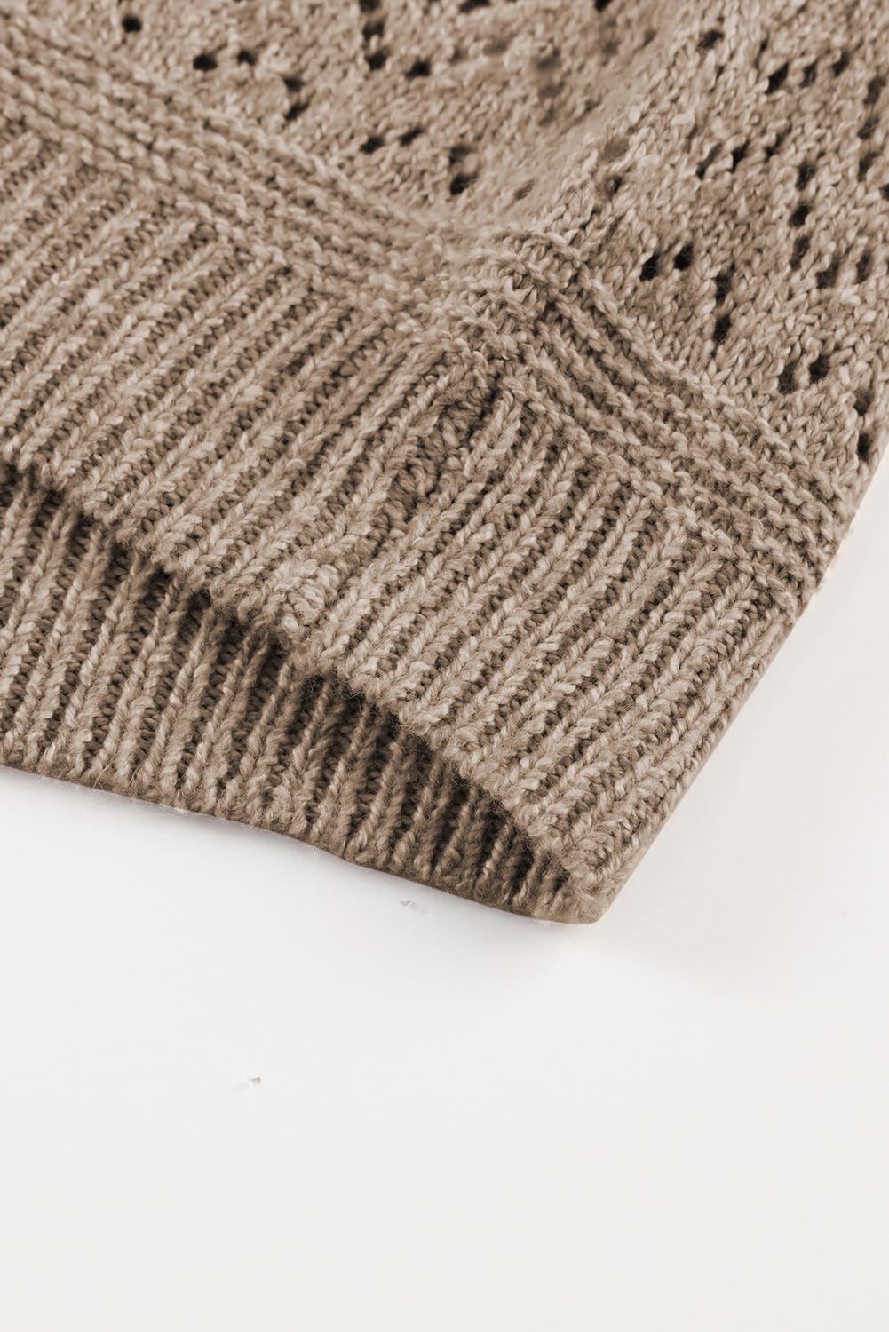 Sky Blue Eyelet Pattern Detail V Neck Drop Shoulder Sweater