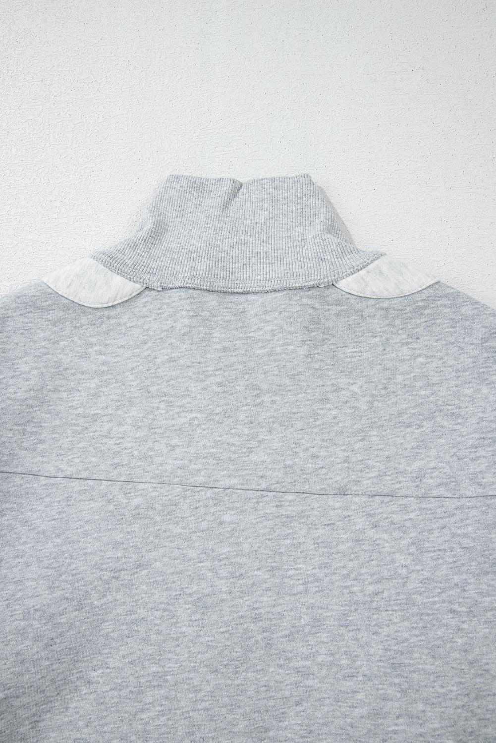 Gray Half Zipper Collared Drop Shoulder Side Slits Sweatshirt
