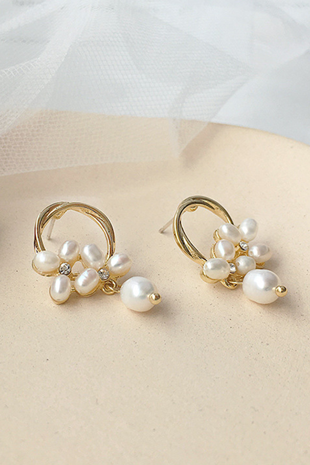 Gold Plated Hoop Pearl Casual Wear Stud Earring