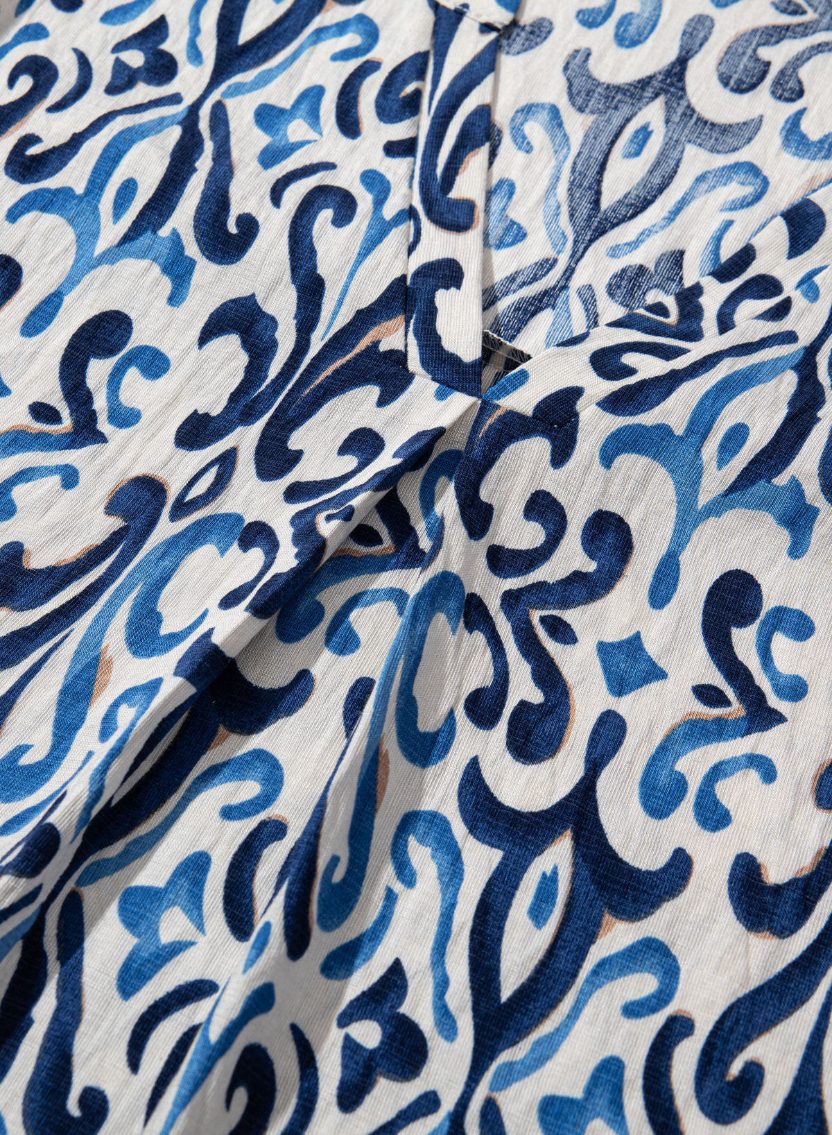 Sky Blue Boho Print Smocked High Waist Maxi Dress