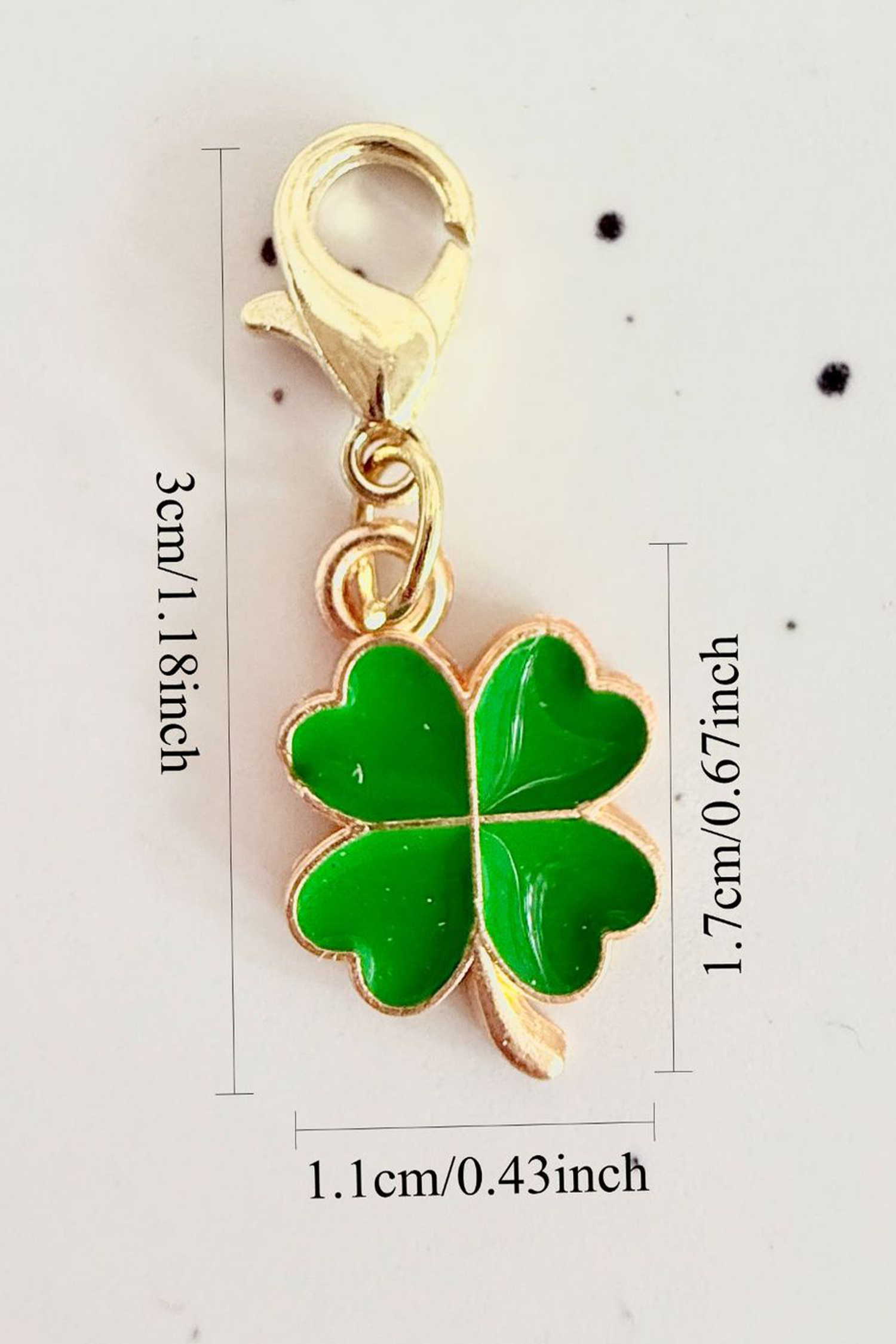 Green Enamel Lucky Clover Key Buckle St Patricks Day Lobster Clasp Pendant