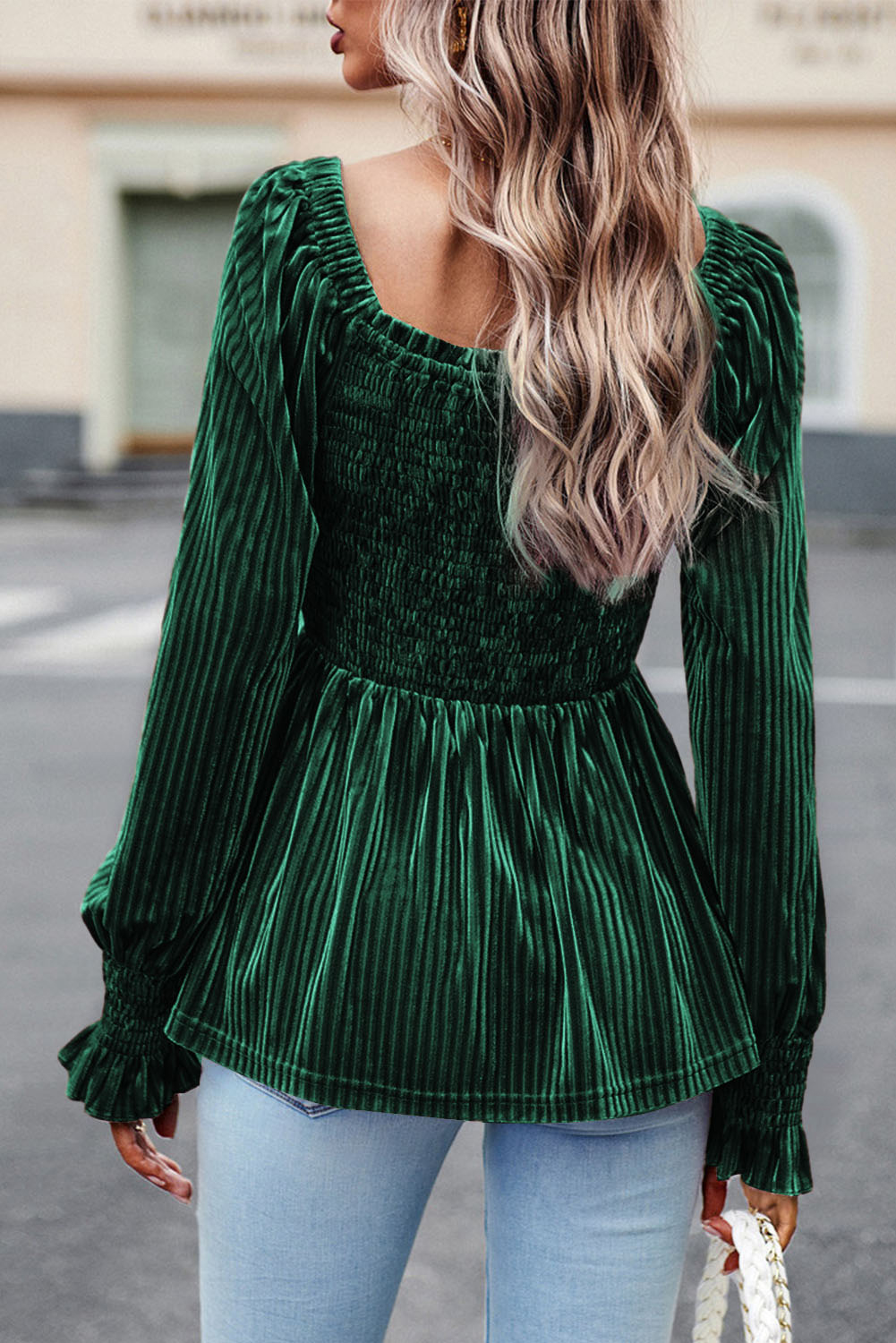 Red Tie Back Square Neck Velvet Babydoll Dress