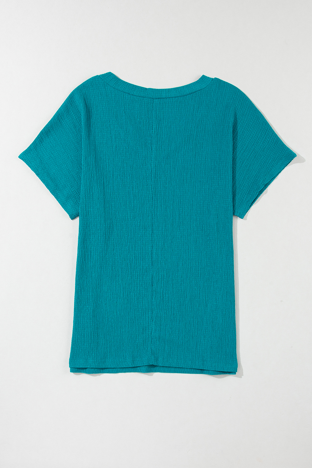 Bright Pink Crinkled V Neck Wide Sleeve T-shirt
