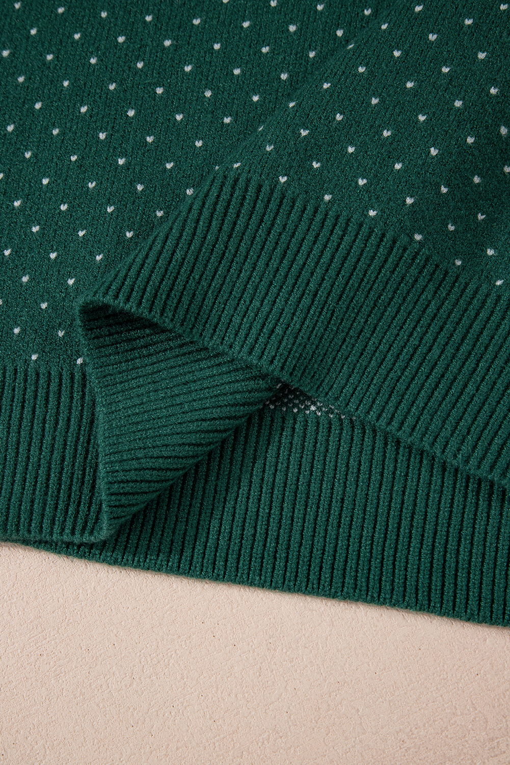 Green Christmas Snowflake Dotted Print Round Neck Sweater