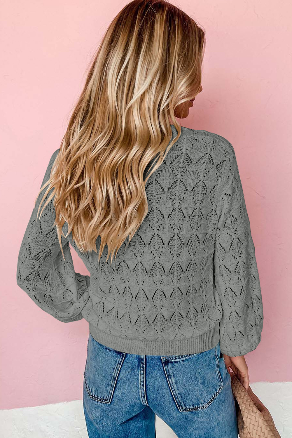Fiery Red Lightweight Buttoned Front Crochet Cardigan