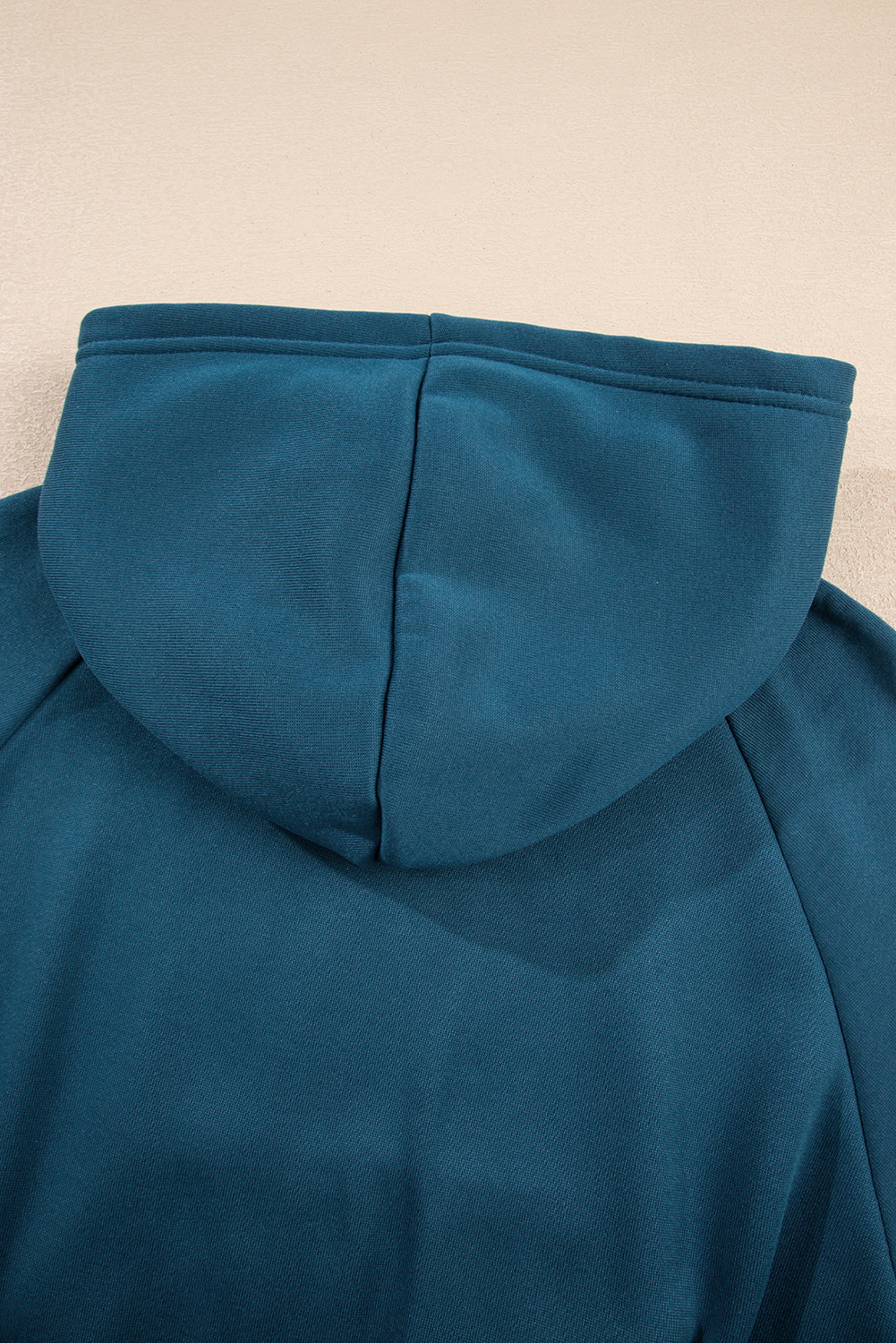Peacock Blue Cozy Hooded Sweatshirt Drawstring Elastic Waistband Cargo Pant Set