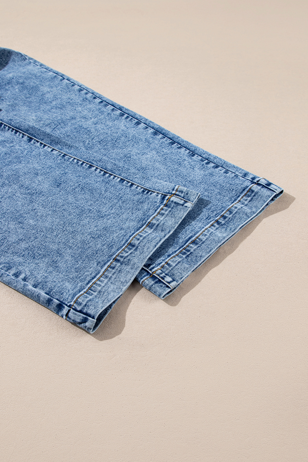 Light Blue Chic Patch Pocket Straight Leg Loose Jeans
