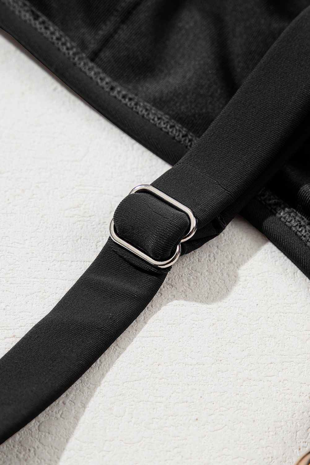 Black Grommet Shoulder Strap Pleated Swim Dress