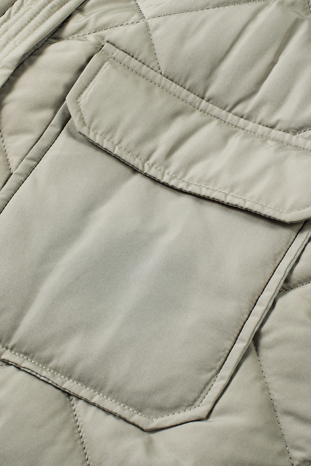 Green Quilted Snap Button Hooded Puffer Coat