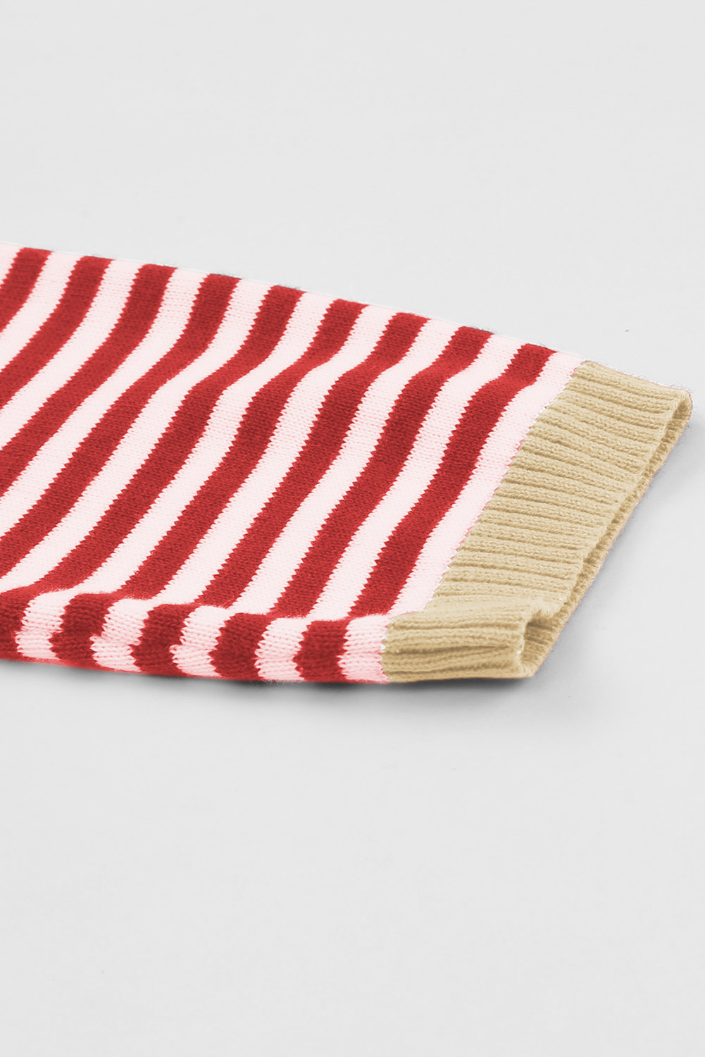 Fiery Red Striped Contrast Trimmed Drop Shoulder Sweater