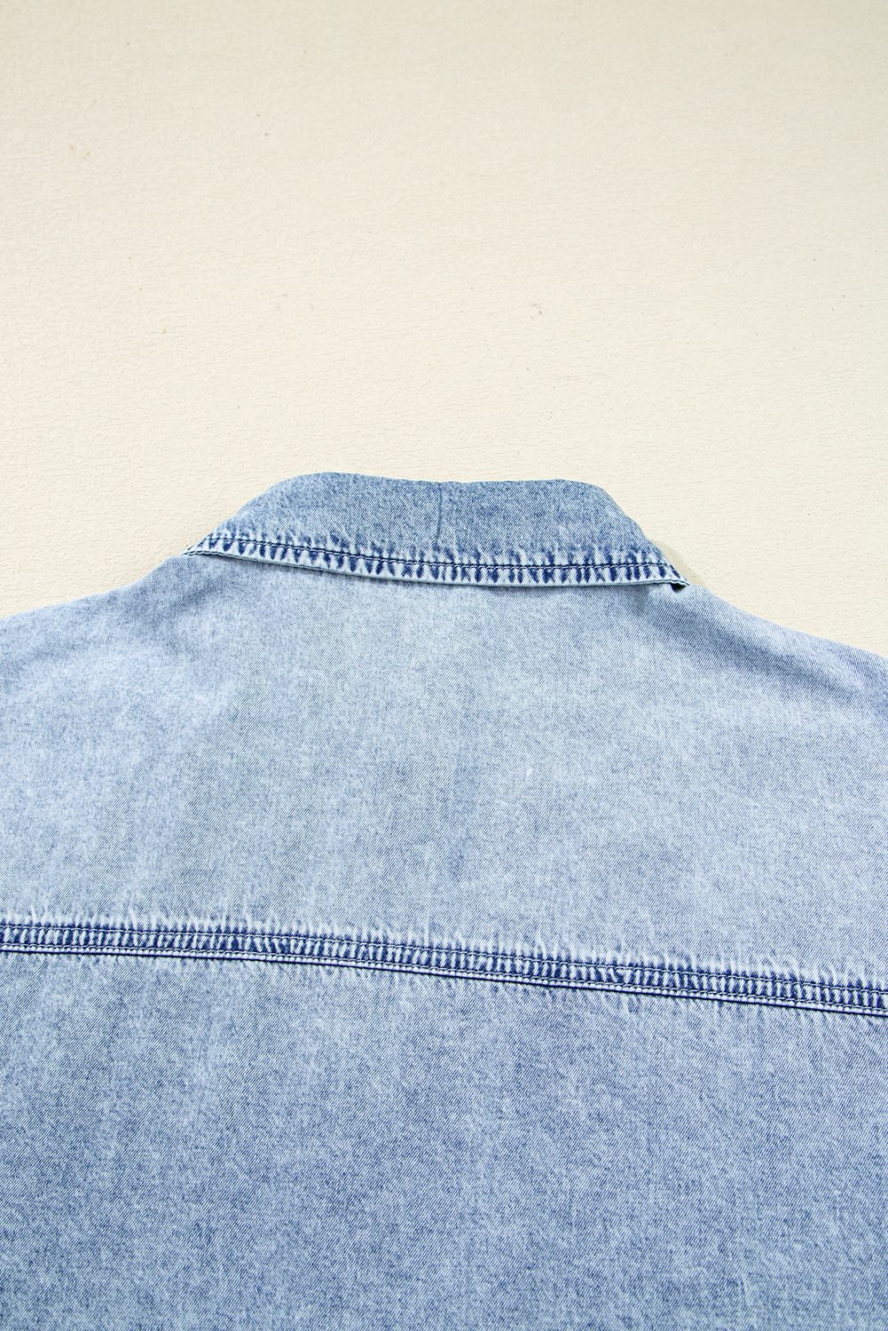 Blue Beau Chest Pocket Raw Hem Denim Loose Shirt Dress