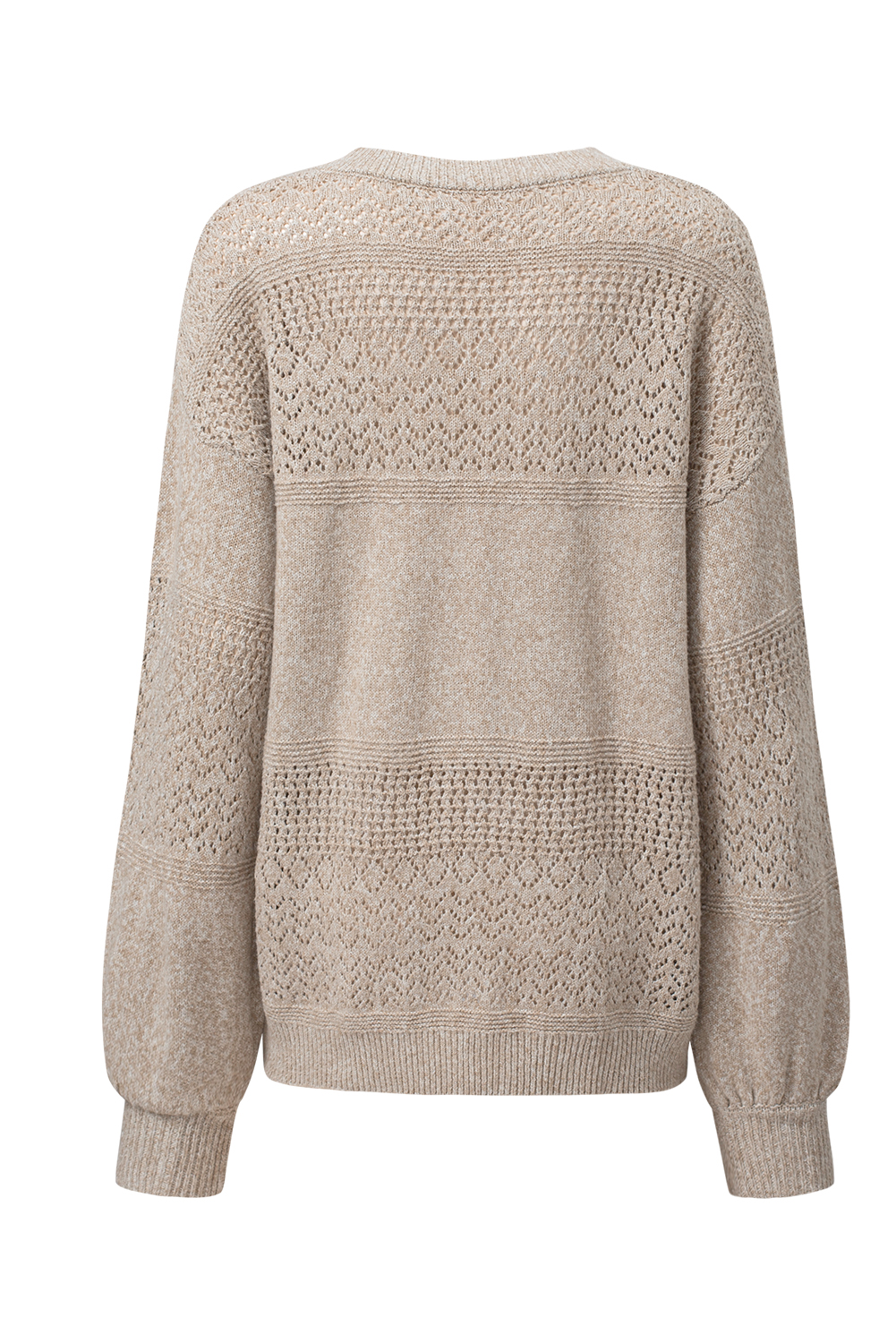 Sky Blue Eyelet Pattern Detail V Neck Drop Shoulder Sweater